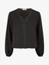 Blouse à col V brodé - Noir - 1