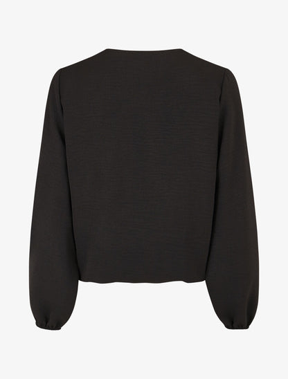 Blouse à col V brodé - Noir - 2