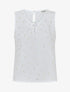 Top droit col fantaisie imprimé plumes dorées - Blanc - 1