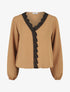 Blouse à col V brodé - Camel - 1