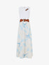 Robe longue imprimé végétal et col à sangle - Bleu ciel - 1