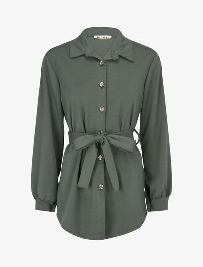 Chemise classique et ceinturée - Kaki - 1