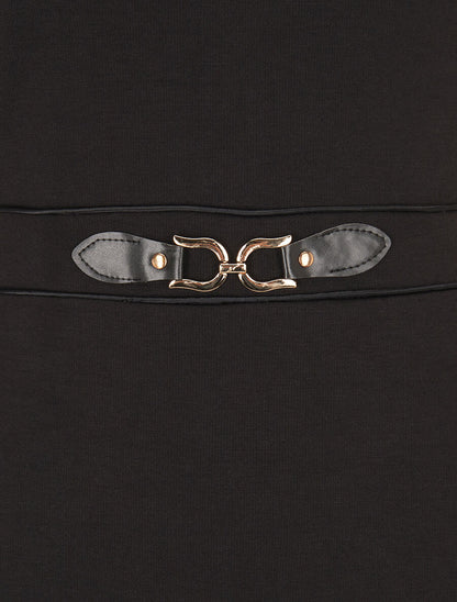 Robe moulante à boucle décorative - Noir - 3