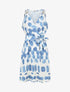 Robe mi-longue imprimé pois fantaisie et bretelles bijou - Bleu - 1