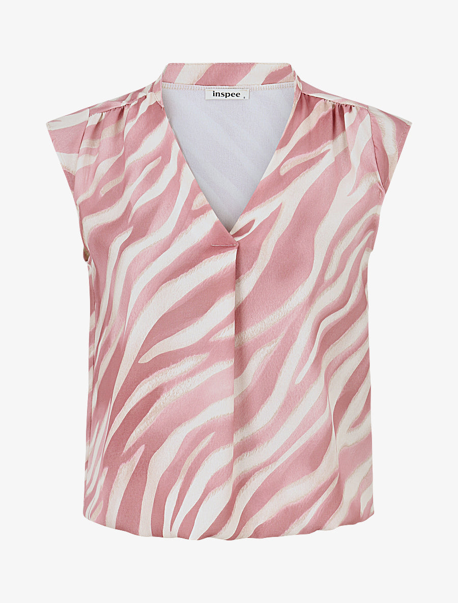 Top boule imprimé zèbre - Vieux rose - 1