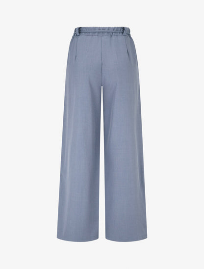 Pantalon droit taille haute à ceinture fleurie - Bleu clair - 2