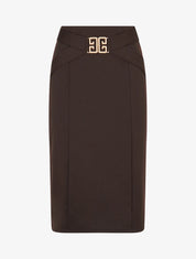 Jupe droite avec boucle décorative - Marron - 4