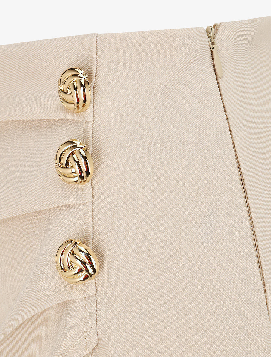 Short uni à boutons décoratifs - Beige - 3