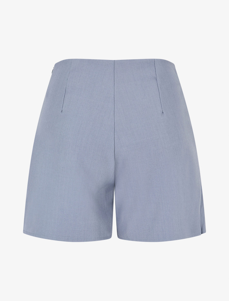 Short uni à boutons décoratifs - Bleu - 2