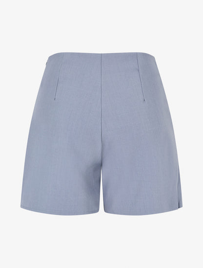 Short uni à boutons décoratifs - Bleu - 2
