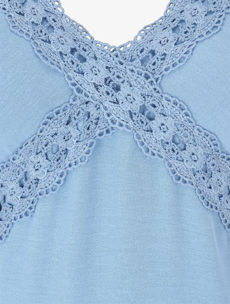 Robe longue à dos élastiqué - Bleu ciel - 3