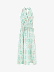 Robe dos nu imprimé graphique - Vert d&