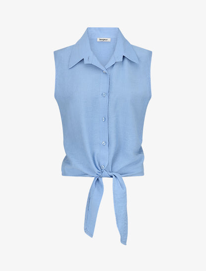 Chemise sans manches à nouer - Bleu ciel - 1