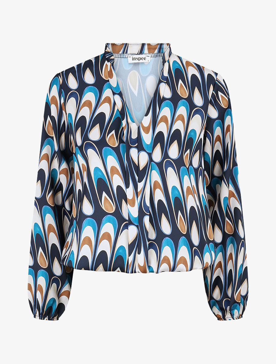 Blouse imprimé graphique - Marine - 5