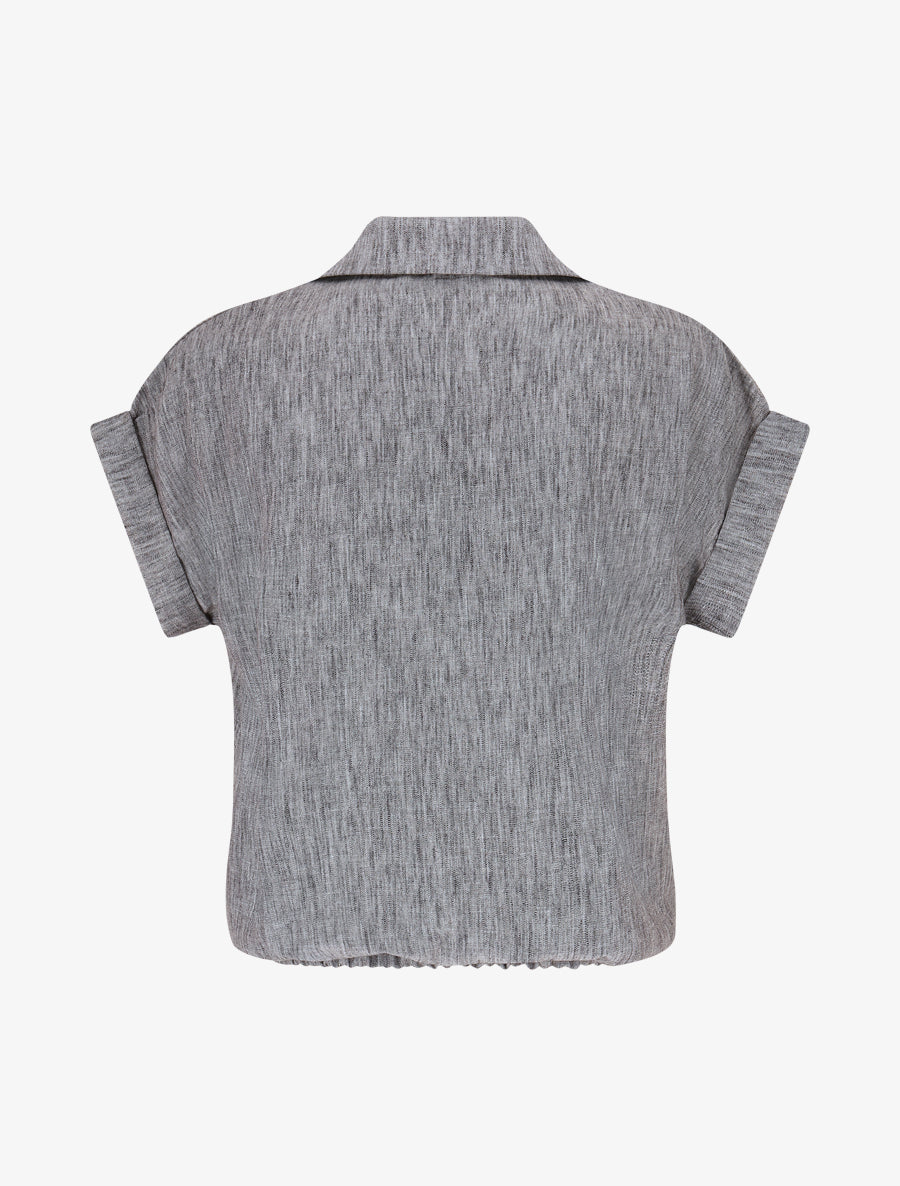 Top ample cache-coeur à manches courtes - Gris - 2