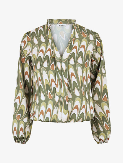 Blouse imprimé graphique - Kaki - 5