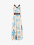 Robe longue élastiquée imprimé fleuri - Bleu - 1