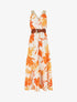 Robe longue élastiquée imprimé abstrait - Orange - 1