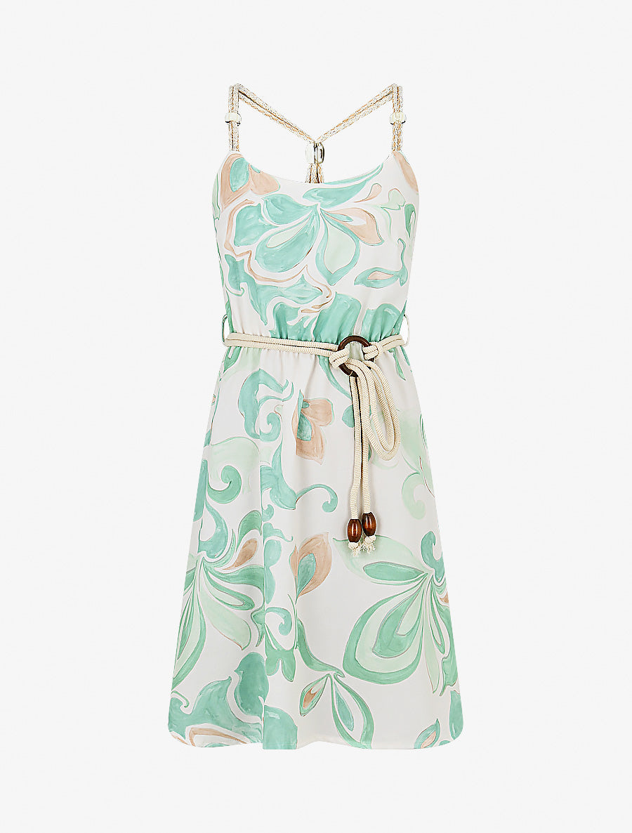 Robe à bretelles imprimé abstrait - Vert d&