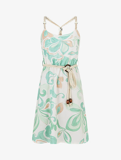 Robe à bretelles imprimé abstrait - Vert d&