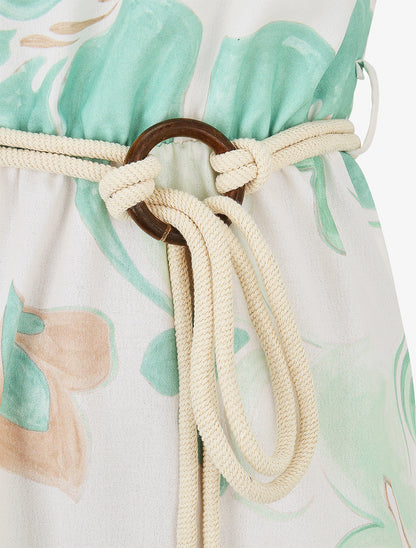 Robe à bretelles imprimé abstrait - Vert d&