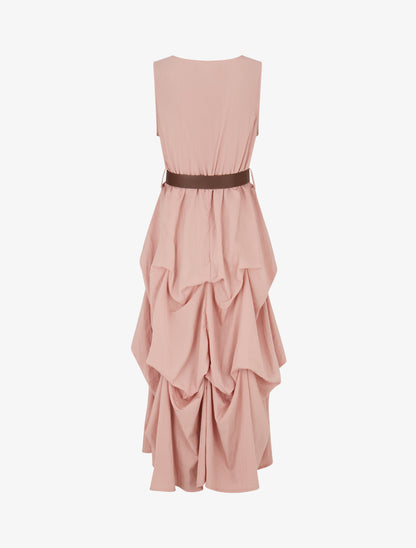 Robe longue sans manches effet bouffant - Rose - 2