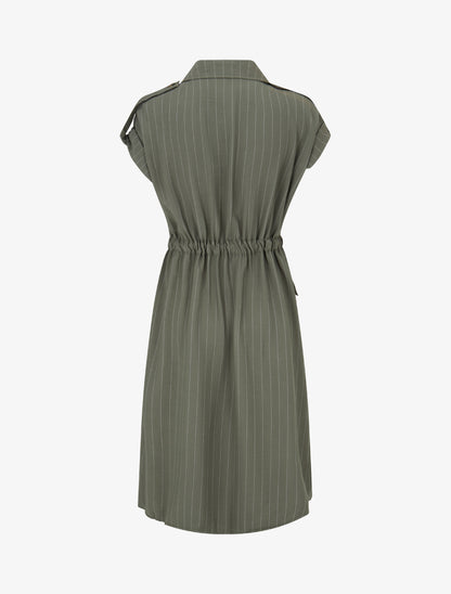 Robe droite à fines rayures - Kaki - 2