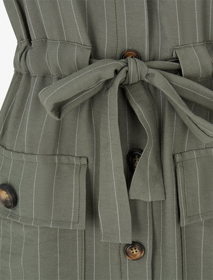 Robe droite à fines rayures - Kaki - 3