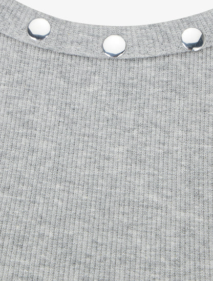Crop top côtelé cloutés - Gris - 3