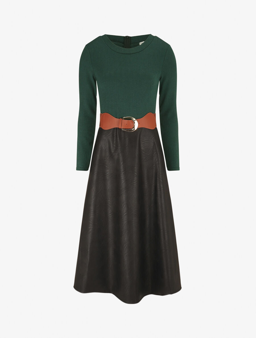 Robe patineuse bimatière - Vert - 4