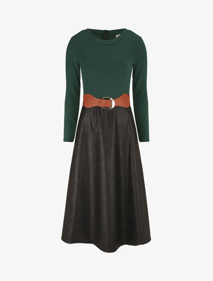 Robe patineuse bimatière - Vert - 4