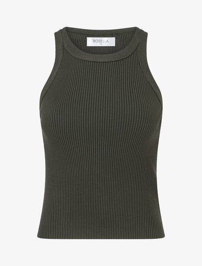 Crop top uni côtelé - Kaki - 1