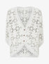 Gilet mi-long en crochet fleuri - Blanc - 1