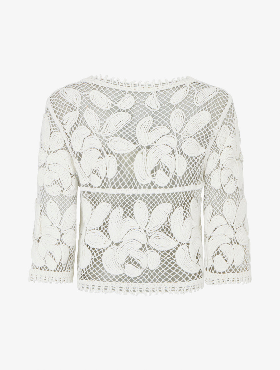 Cardigan uni en crochet - Blanc - 2