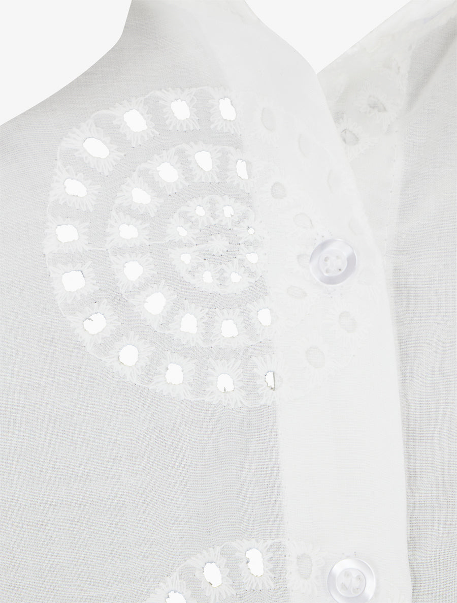 Chemise oversize à motifs ajourés ronds - Blanc - 3