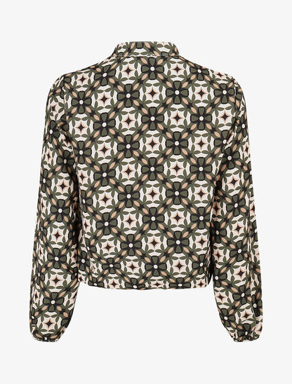 Blouse imprimé fleurs graphiques - Kaki - 2