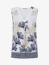Blouse sans manches imprimé feuillage - Marine - 1