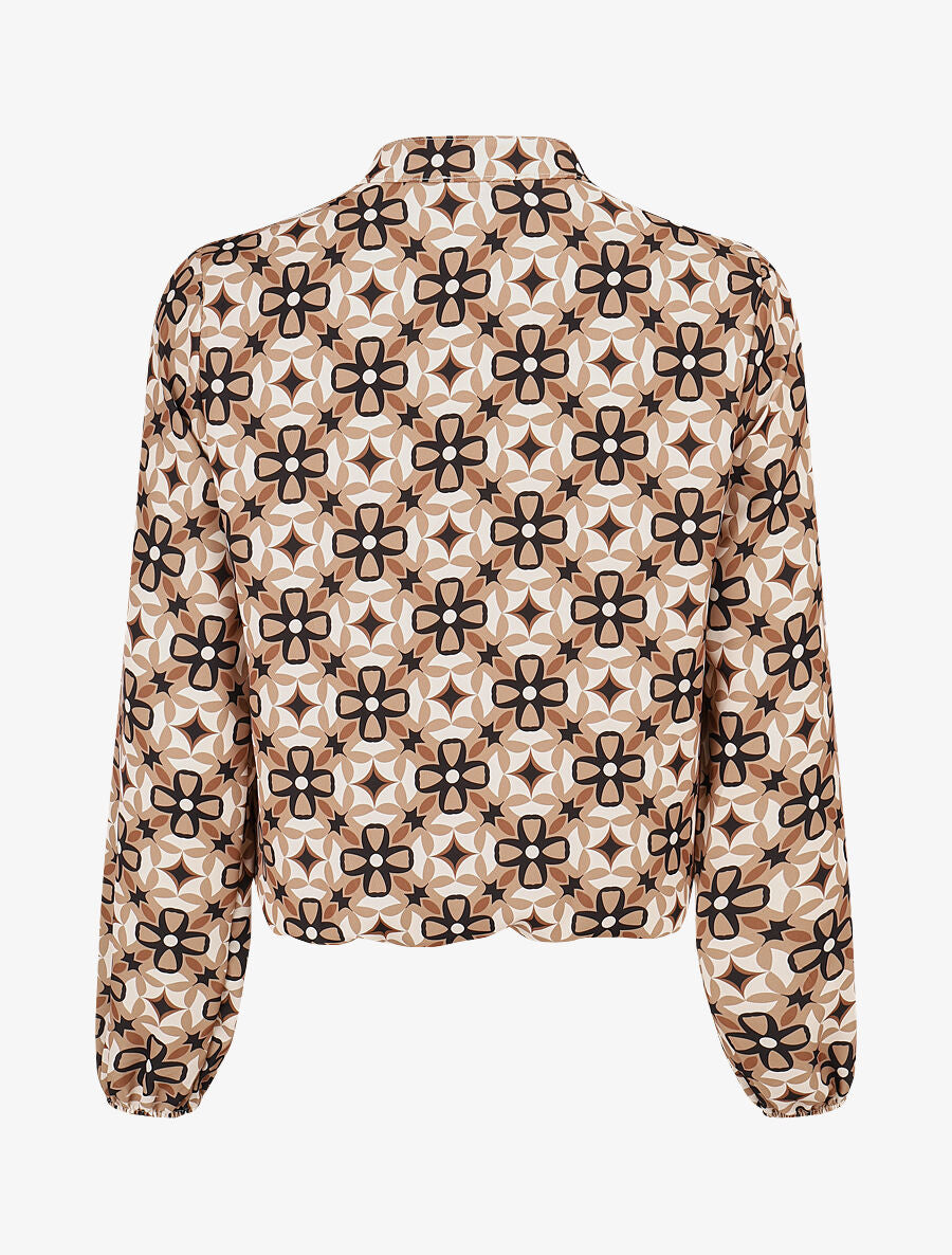 Blouse imprimé fleurs graphiques - Taupe - 2