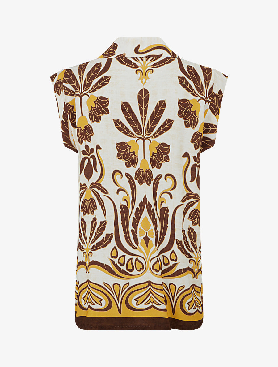 Chemise sans manches imprimé tropical - Marron - 2