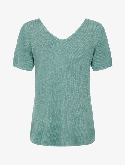 Top manches courtes en maille irisée - Vert d&