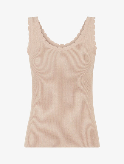 Débardeur festonné en maille irisée - Beige rosé - 1