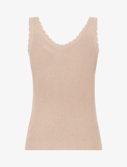 Débardeur festonné en maille irisée - Beige rosé - 2