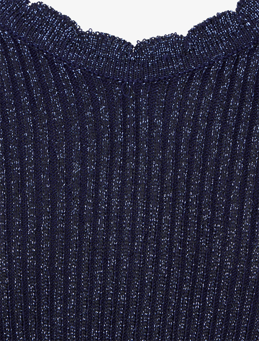 Débardeur festonné en maille irisée - Marine - 3