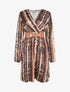 Robe évasée satinée imprimé fantaisie - Noir - 1