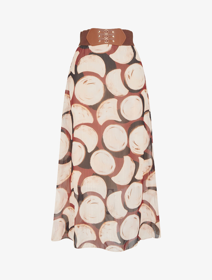 Jupe longue imprimé cercles fantaisies - Noir - 1