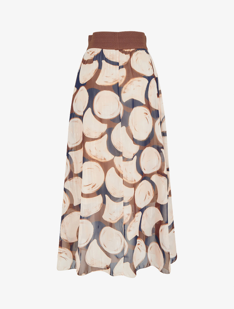 Jupe longue imprimé cercles fantaisies - Marine - 2