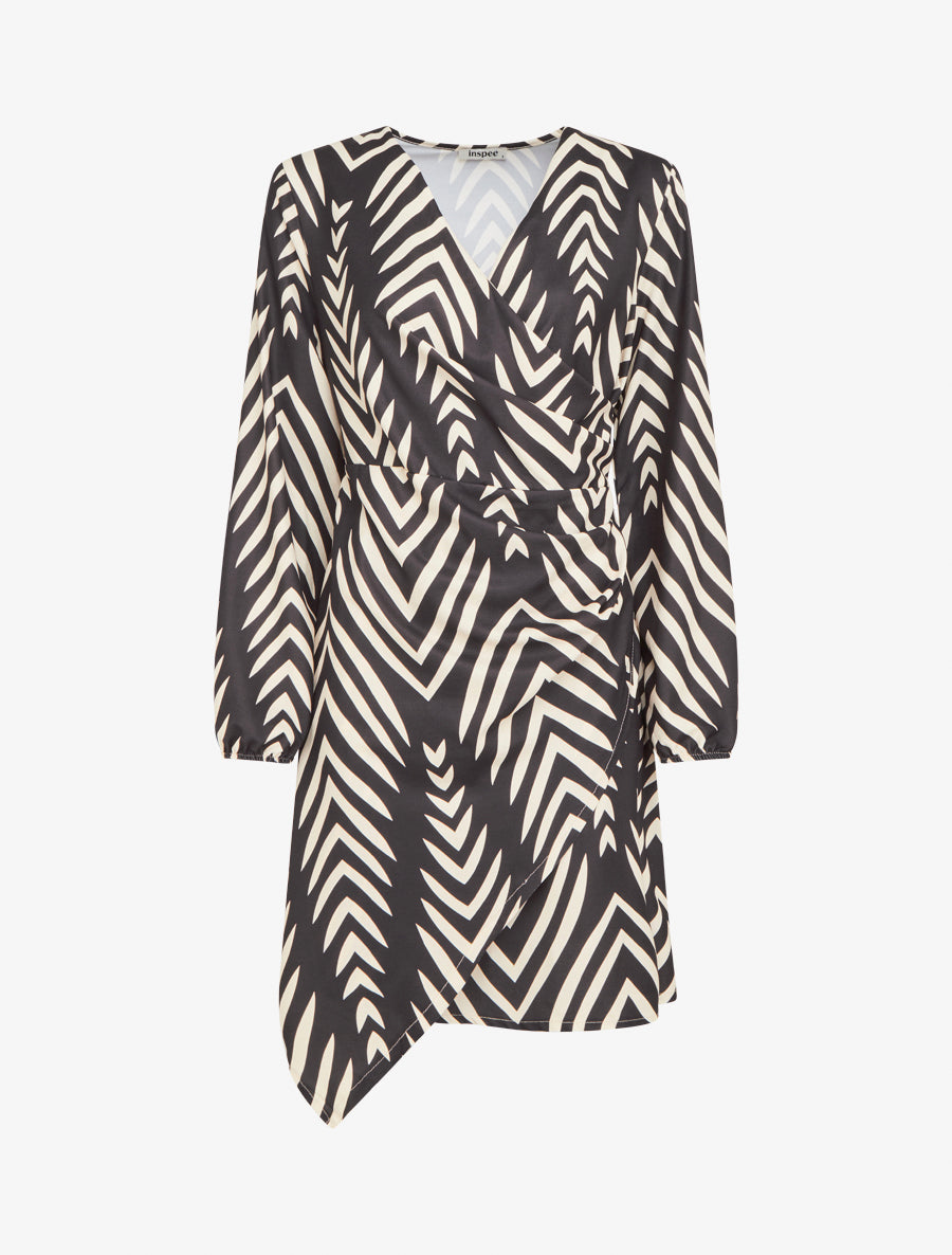 Robe portefeuille imprimé graphique - Brun foncé - 1