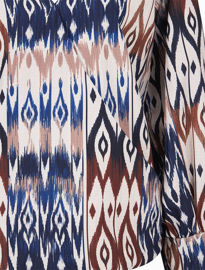Blouse cache-coeur imprimé fantaisie - Marine - 3