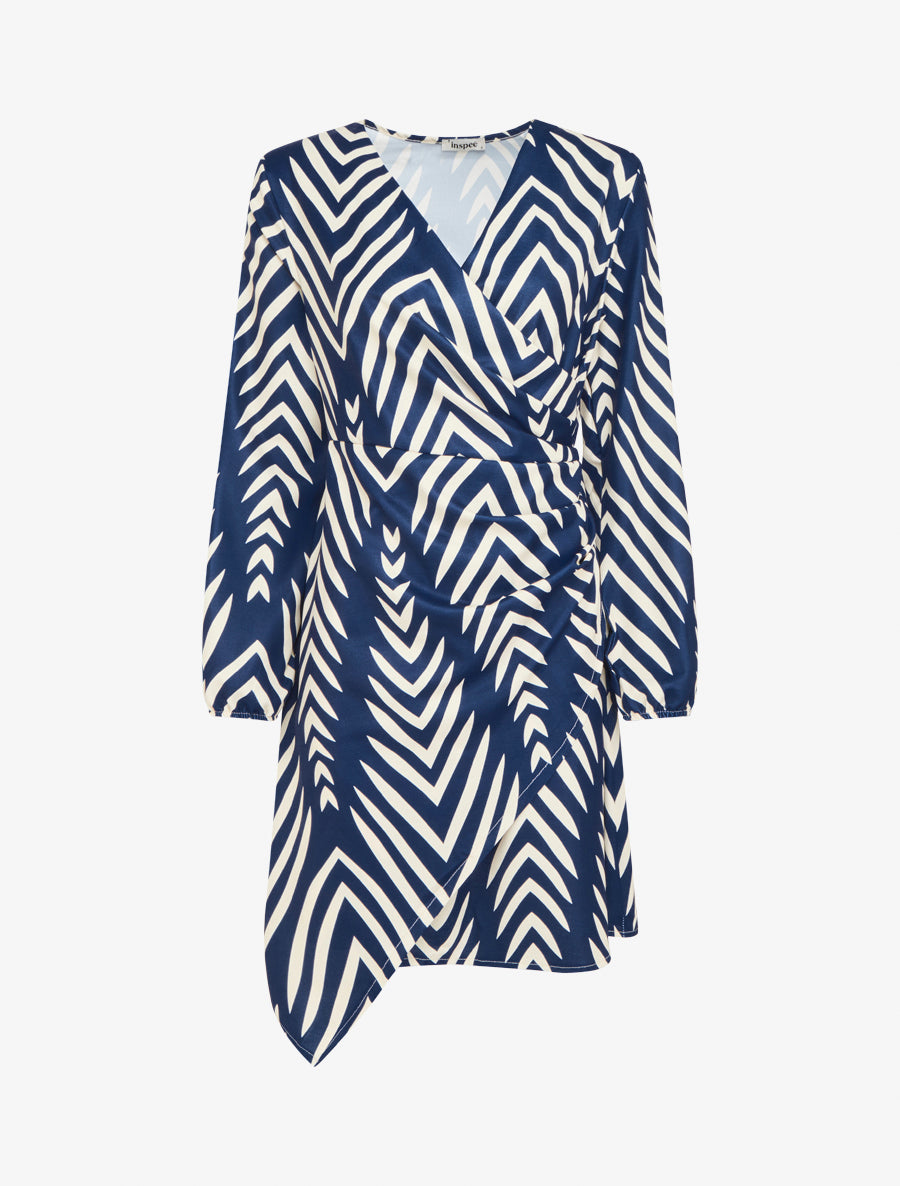 Robe portefeuille imprimé graphique - Bleu roi - 1