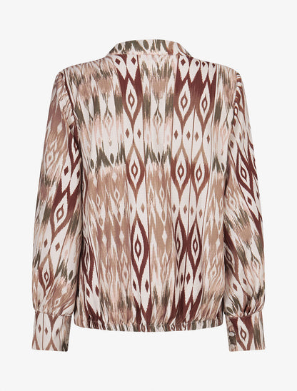 Blouse cache-coeur imprimé fantaisie - Camel - 2